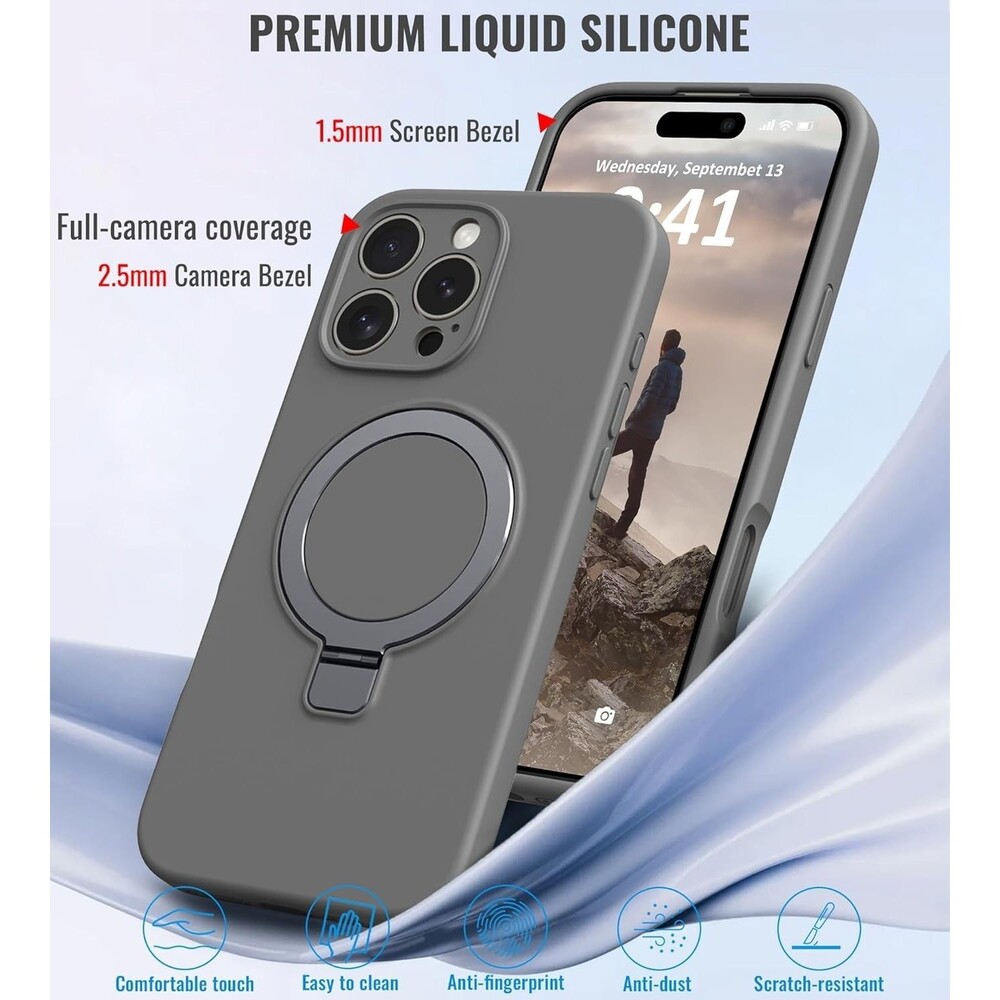 for iPhone 16 Pro Case Stand, Slim Comfortable iPhone 16 Pro 6.3" Gray